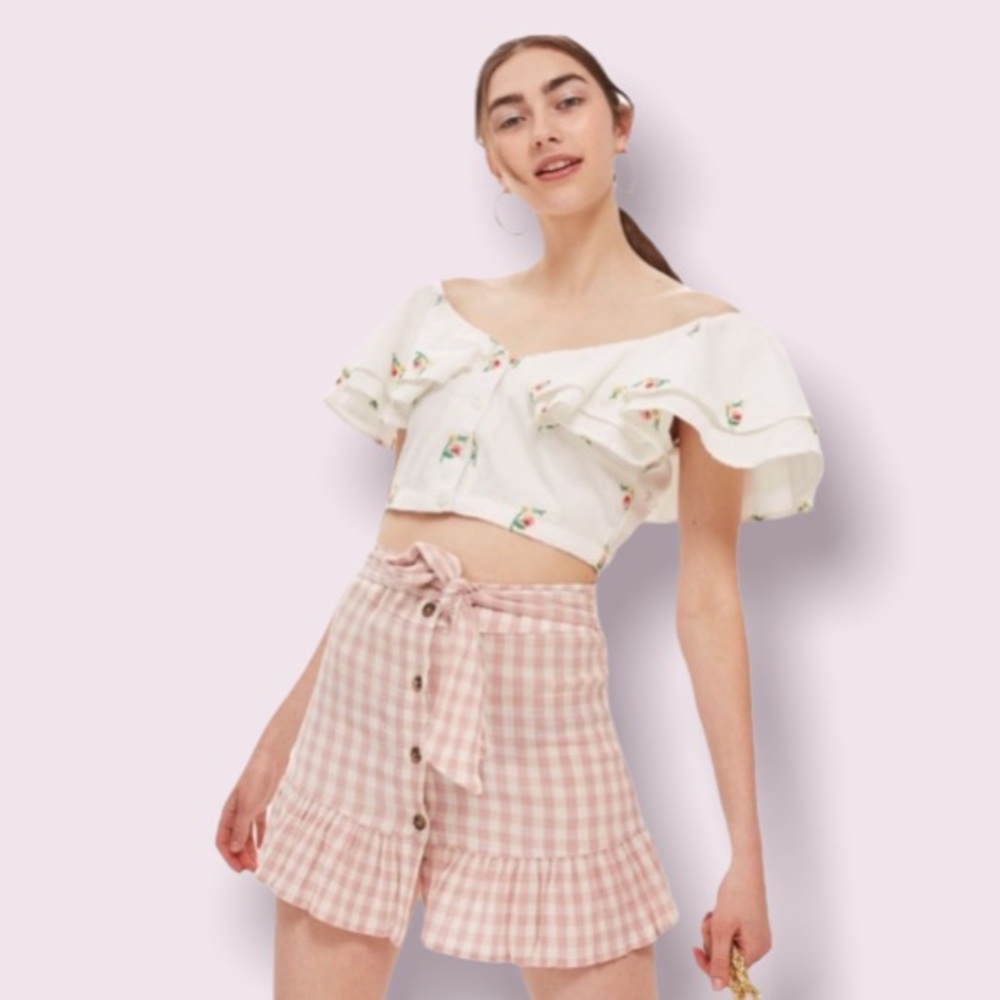 Topshop Rose Gingham Miniskirt - Picture 1 of 15